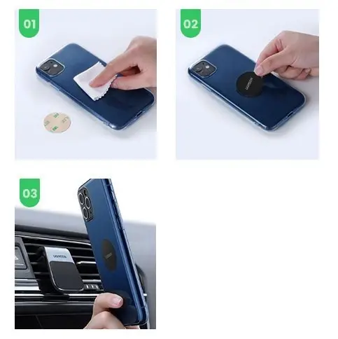 Ugreen 80712B, Mobile phone/Smartphone, Passive holder, Car, Aluminium, Black