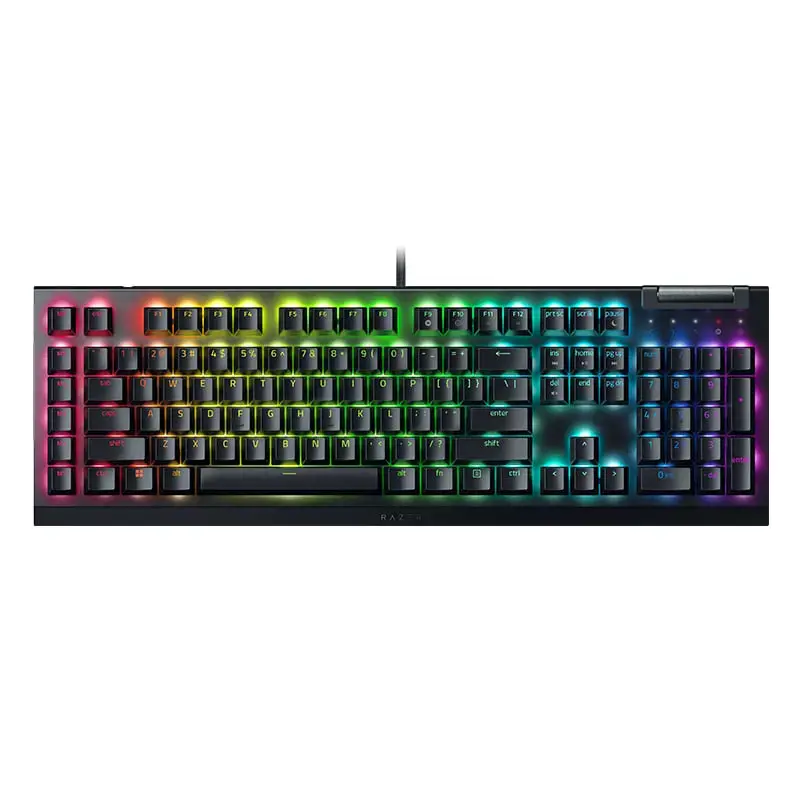 "Razer BlackWidow V4 X" mechaninė žaidimų klaviatūra, geltonas jungiklis, JAV išdėstymas, laidinė, juoda