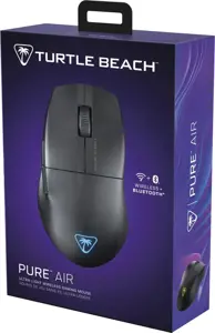 Turtle Beach Pure Air - Ultra-Light Wireless Ergonomic RGB Gaming Mouse, 26K DPI Optical Sensor, 125 hour Battery, Dual Wireless System, TITAN Optical Switches, Bluetooth, RGB Illumination. Semi-translucent Black, Right-hand, Optical, RF Wireless + Bluetooth, 26000 DPI, Black, Translucent