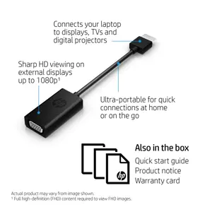HP HDMI to VGA Adapter, 0.045 m, HDMI, VGA (D-Sub), Male, Female, Black
