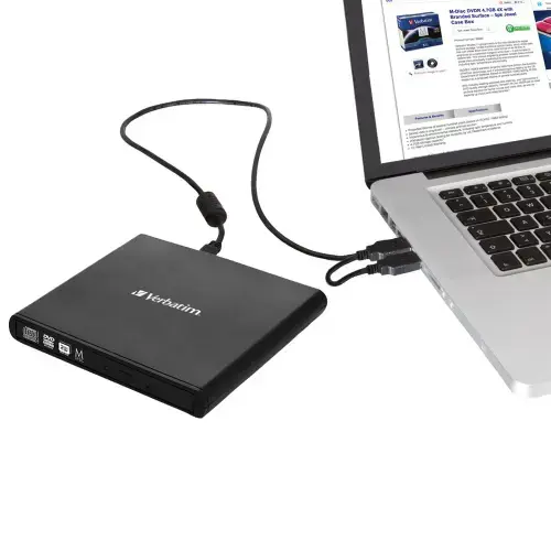"Verbatim Slimline CD/DVD", juoda, horizontali, nešiojamasis kompiuteris, DVD-RW, USB 2.0, CD, CD-R, CD-R, CD-RW, DVD, DVD+R, DVD+R DL, DVD+RW, DVD-R, DVD-R DL, DVD-RAM, DVD-ROM