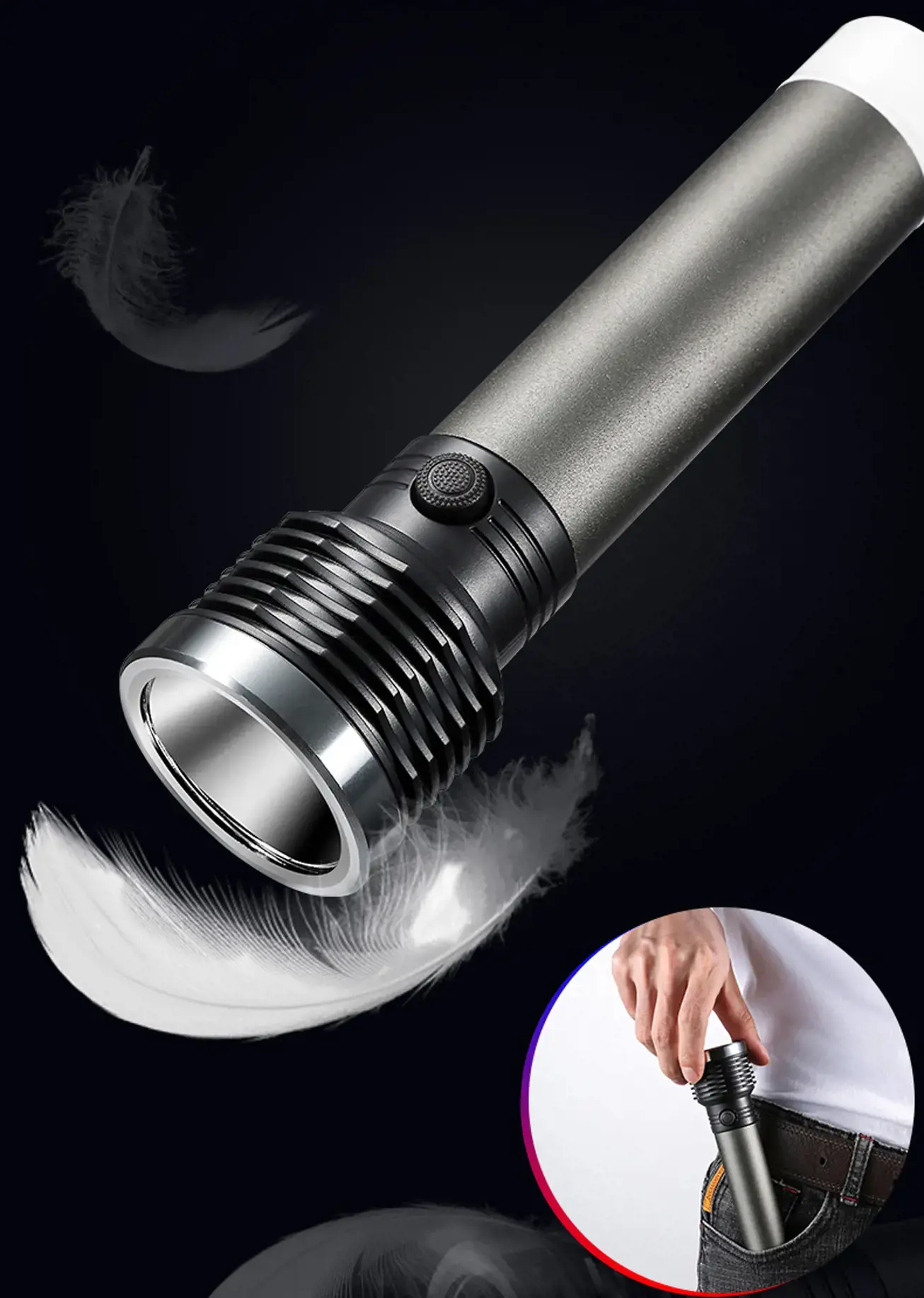 Platininis žibintuvėlis 3W 1200mAh, pilkos spalvos (45772)