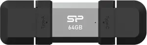 SILICON POWER 64 GB, USB TYPE-A and TYPE-C FLASH DRIVE, MOBILE C51, Silver