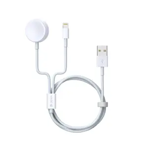 "Devia" kabelis "Smart 2in1 V2" USB - "Lightning" baltos spalvos su indukciniu įkrovikliu, skirtas …