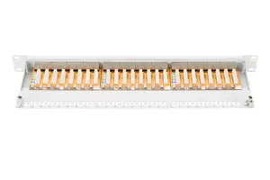 DIGITUS Patch Panel 19inch 24Port Cat6 ekranuotas pilkas RAL7035 kabelių montavimas apie LSA