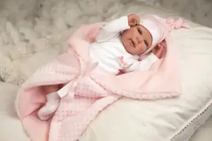 Reborn lėlė su rožiniu pleduku, 45 cm