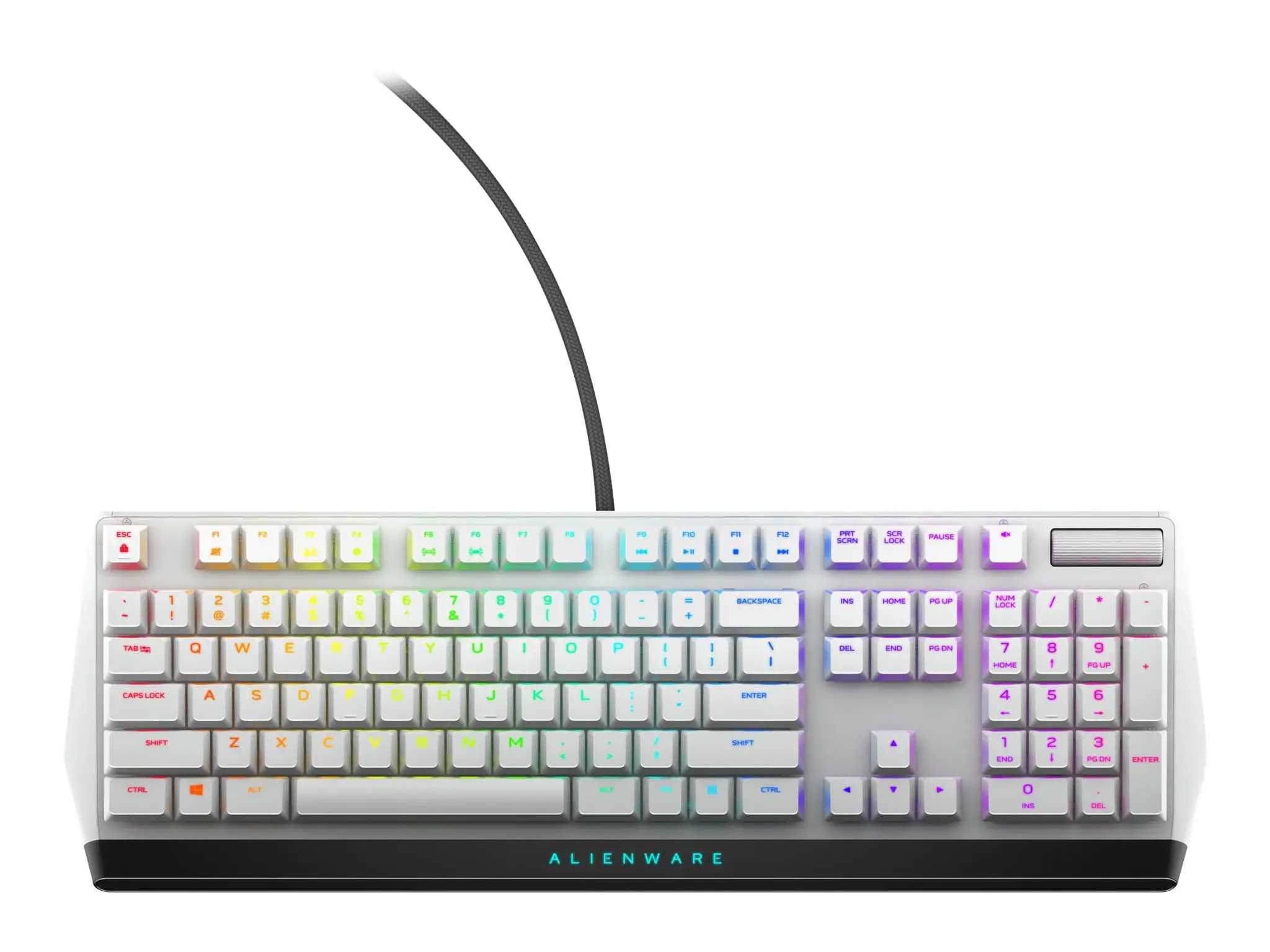 "Alienware AW510K", pilno dydžio (100%), USB, mechaninis, RGB LED, juodas, baltas