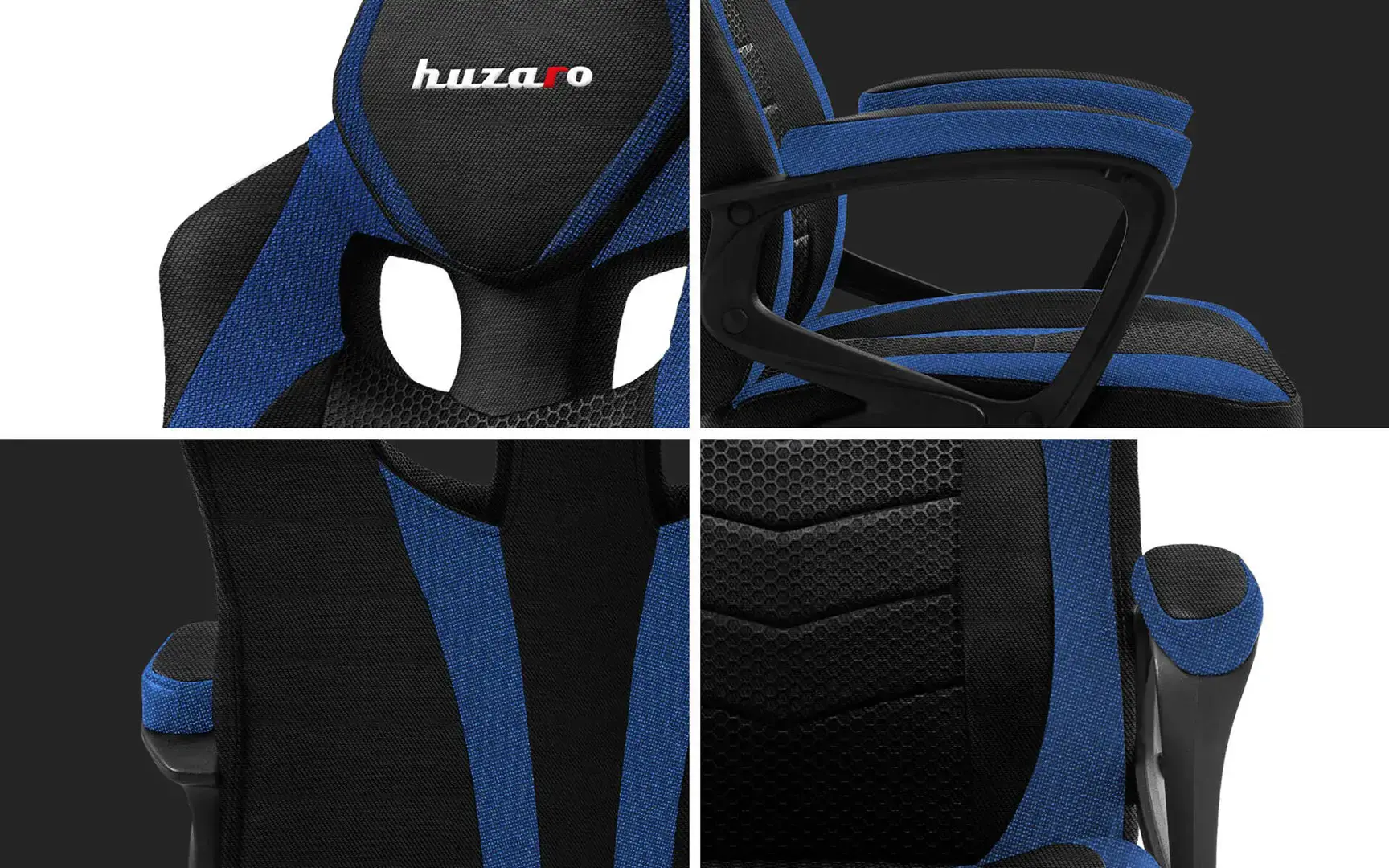 Huzaro FORCE 2.5 BLUE MESH Žaidimų fotelis Tinklinė sėdynė Juoda, mėlyna