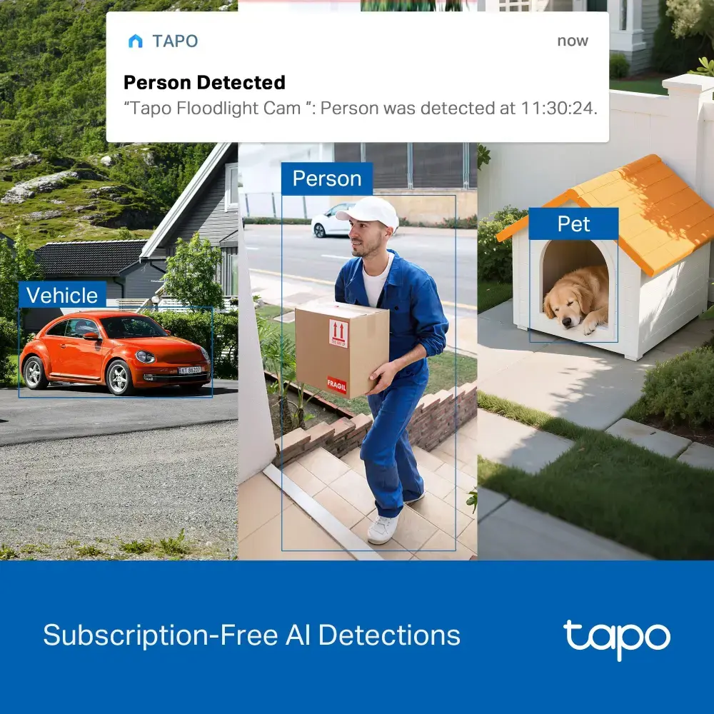 TP-LINK Tapo C710 | Pan/Tilt Security Floodlight Camera | 3 MP | F/2.0 | IP65 | H.264 | microSD up to 512 GB