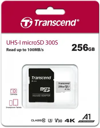 TRANSCEND 256GB microSD su adapteriu UHS-I U3 A1