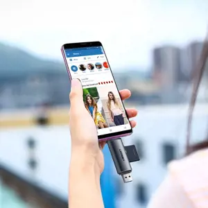 Ugreen 50706, MMC, MicroSD (TransFlash), MicroSDHC, MicroSDXC, RS-MMC, SD, SDHC, SDXC, sidabrinis, USB/Micro-USB, 73,7 mm, 21,5 mm, 11,6 mm