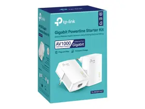 TP-Link AV1000 Gigabit Powerline Starter Kit, 1000 Mbps, IEEE 802.3, IEEE 802.3ab, IEEE 802.3u, F tipo, OFDM, 128 bitų AES, 300 m
