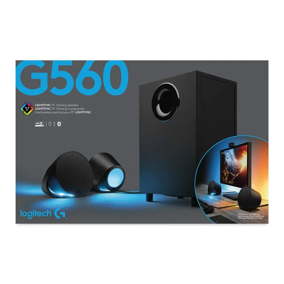 LOGITECH G560 LIGHTSYNC žaidimų garsiakalbiai 2.1 - BLACK - USB