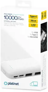 Platinet power bank 10000mAh PMPB10W705, baltos spalvos