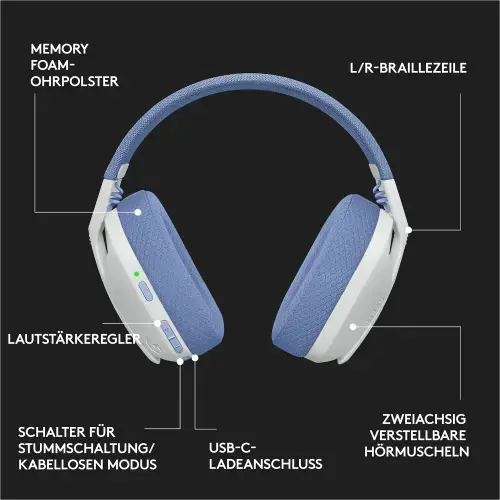 LOGITECH G435 LIGHTSPEED belaidės žaidimų ausinės - BALTOS spalvos