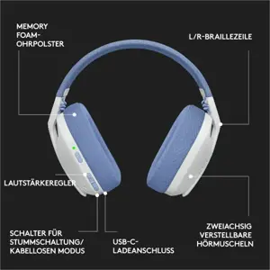 LOGITECH G435 LIGHTSPEED belaidės žaidimų ausinės - BALTOS spalvos