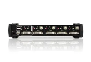 ATEN 4-Port USB DVI KVM Switch with Audio & USB 2.0 Hub (KVM Cables included), 1920 x 1200 pixels, WUXGA, 4.8 W, Black