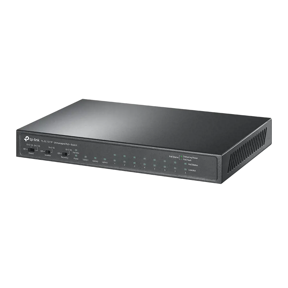 "TP-Link" 8 prievadų 10/100Mbps + 3 prievadų Gigabitinis stalinis komutatorius su 8 PoE+ prievadais, Fast Ethernet (10/100), maitinimas per Ethernet (PoE)