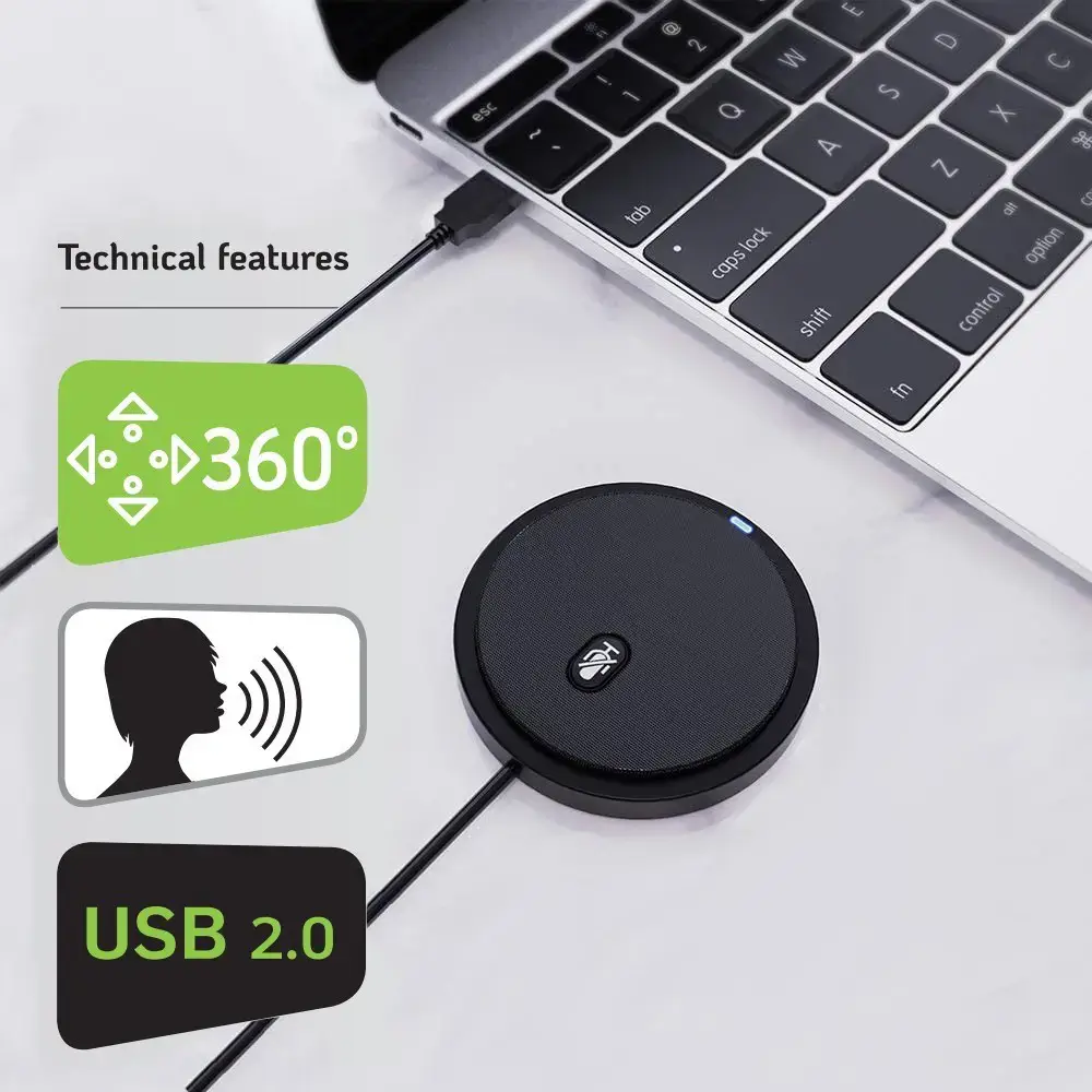 TECHLY Daugiakryptis USB konferencijų mikrofonas su nutildymo mygtuku