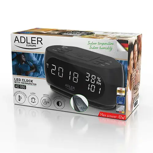 Adler AD 1186 LED clock with thermometer