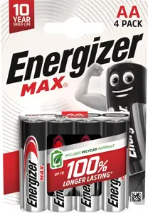 ENERGIZER ŠARMINĖS BATERIJOS MAX AA LR6, 4 VNT., EKOLOGIŠKA PAKUOTĖ