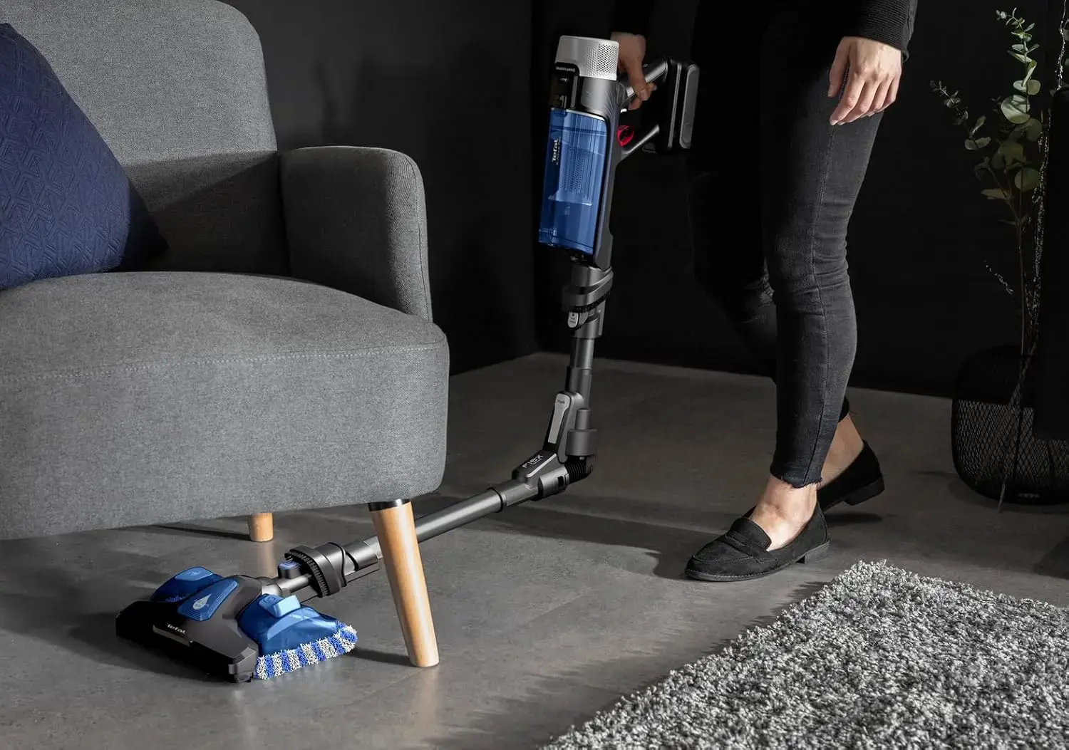 TEFAL Vacuum Cleaner | TY20C7 X-force Flex Aqua | Cordless operating | 250 W | Black/Blue