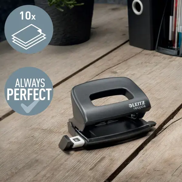 Leitz 50100095, 10 sheets, Black, Metal, Plastic, 8 cm, 5.5 mm, A4, A5, A6, Folio, US Quart