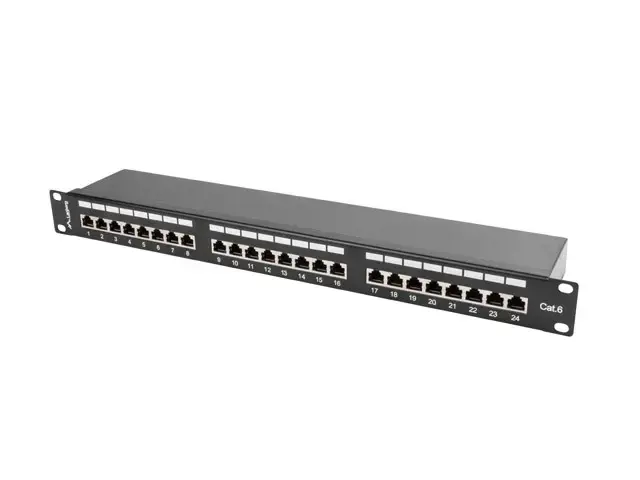 LANBERG PPS6-1024-B Lanberg Patch Panel 24 prievadų 1U, kat. 6, ekranuota, juoda