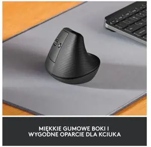 "Logitech Lift Left Vertical" ergonominė pelė, kairioji, vertikalios konstrukcijos, optinė, RF belaidis ryšys + "Bluetooth", 4000 DPI, grafito spalvos