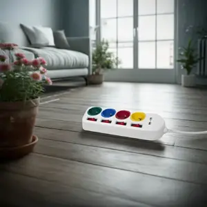 Maclean power strip, extender 4 sockets + 2xUSB, with switches, 250VAC/10A, 2.1A 5V, 1.5m, white, MCE229 W