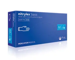Vienkartinės pirštinės NITRYLEX Classic, nitrilinės, nepudruotos, mėlynos spalvos, M, 100 vnt.