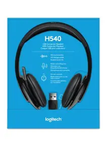 "Logitech H540" USB kompiuterio ausinės, laidinės, biurui / skambučių centrui, 20-20000 Hz, 120 g, ausinės, juodos spalvos