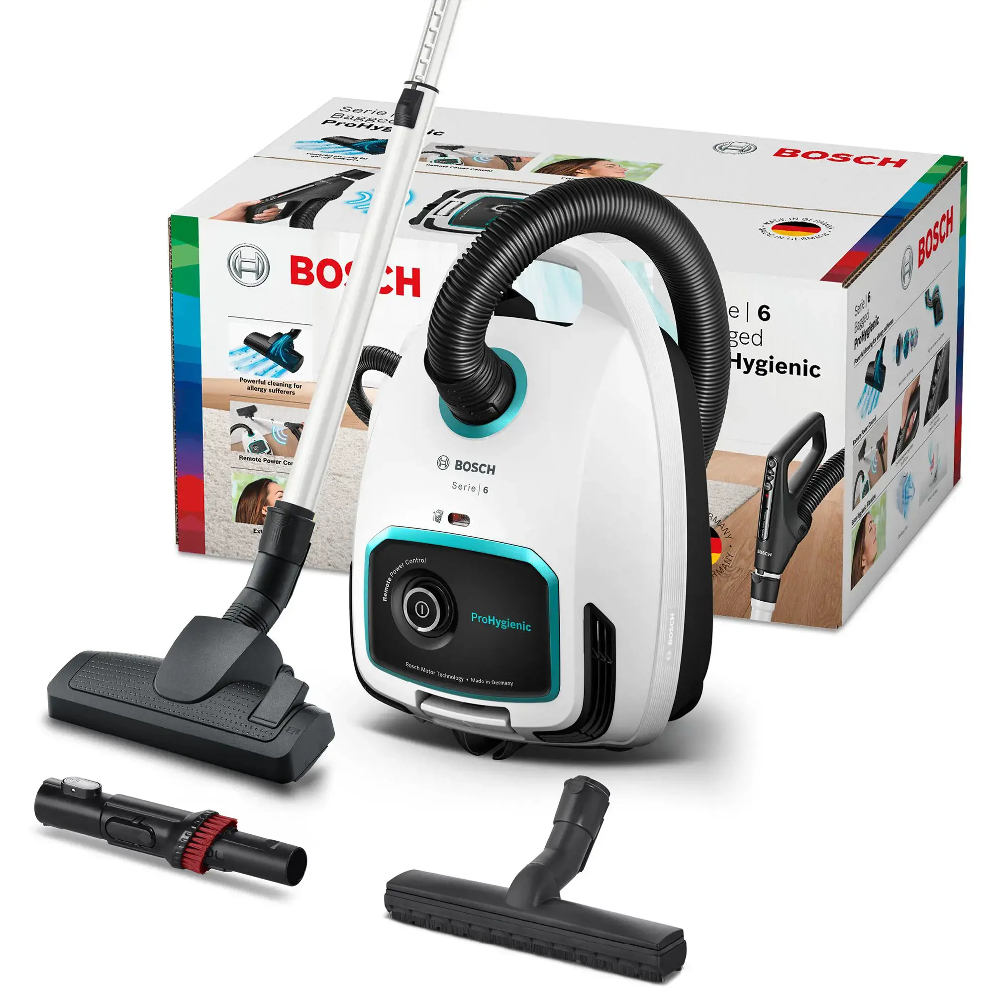 Bosch Serie 6 BGL6HYG1, 600 W, Cylinder vacuum, Dry, Dust bag, Allergy filter, Filtering