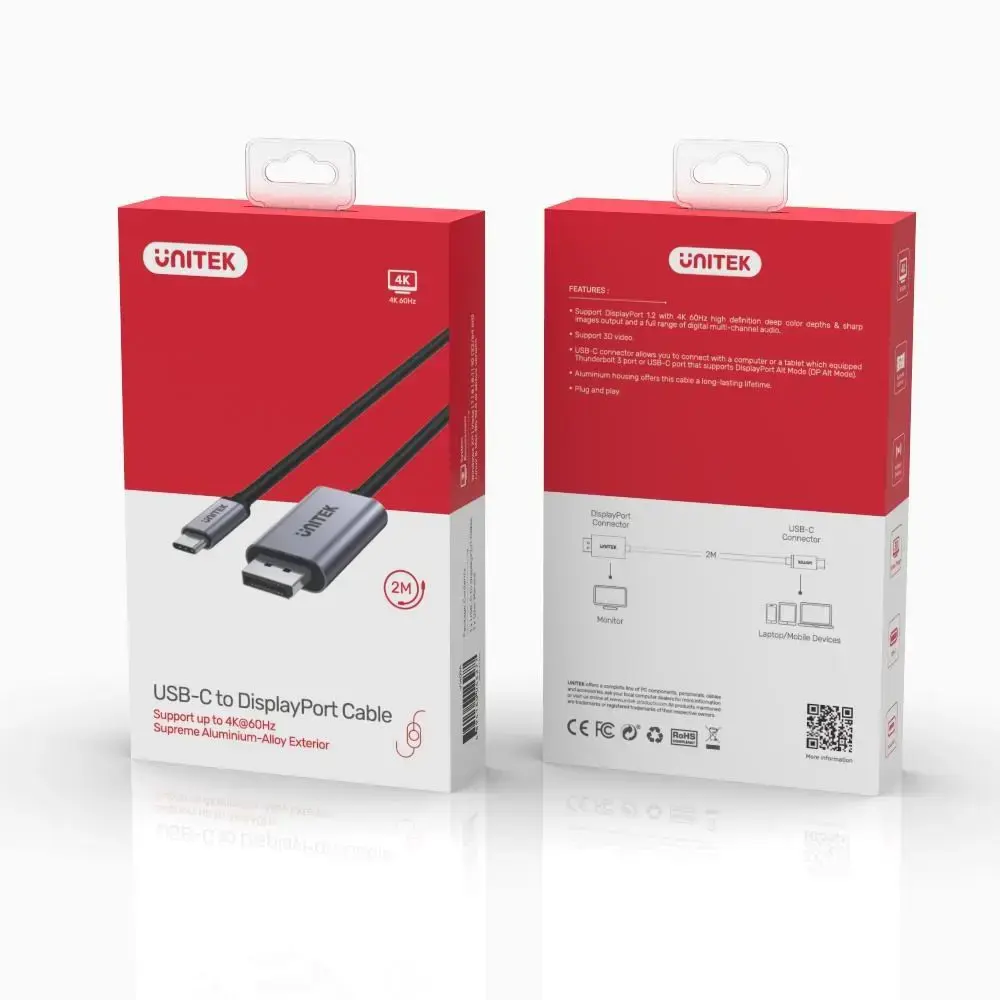 UNITEK ADAPTERIS USB-C - DP 1.2 4K 60HZ18M V1409A
