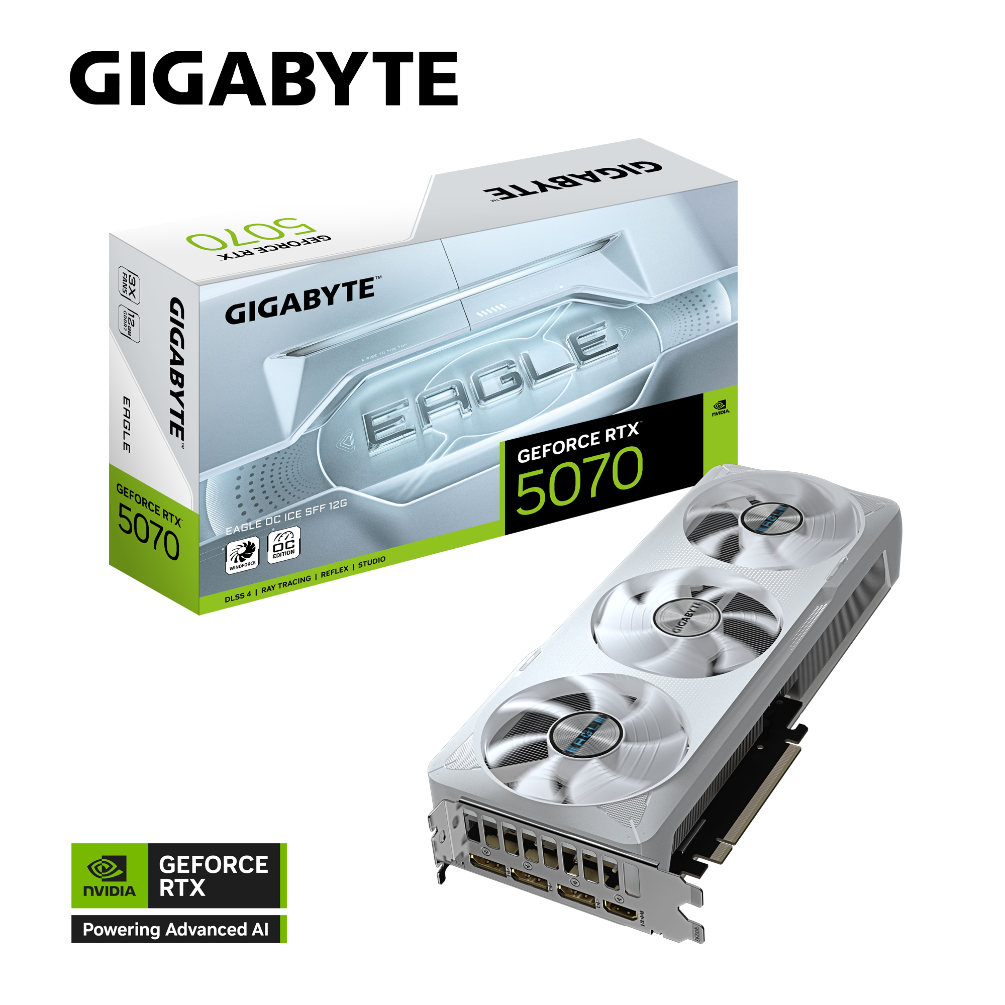 Vaizdo plokštė GIGABYTE GeForce RTX 5070 12 GB, GDDR7, GV-N5070EAGLEOC ICE-12GD