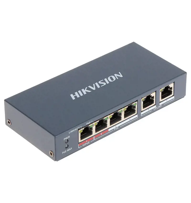 "Hikvision" DS-3E0106HP Nevaldomas, stalinis kompiuteris, 10/100 Mbps (RJ-45) prievadų kiekis 6
