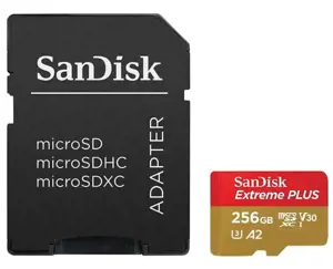 "SanDisk Extreme PLUS microSDXC 256GB + SD adapteris + 2 metų "RescuePRO Deluxe" iki 200MB/s ir 140…