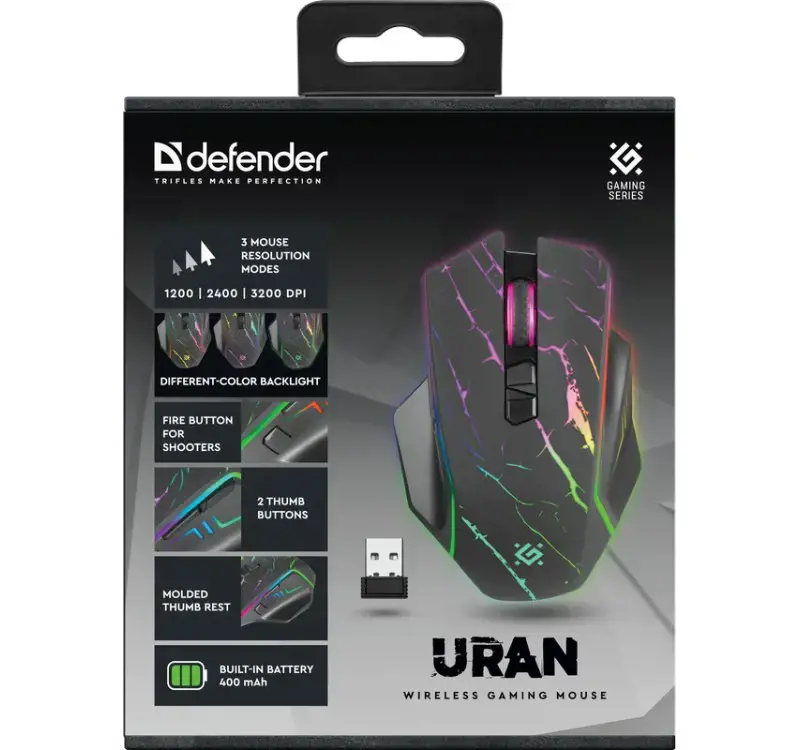 Pelė DEFENDER GM-503 URAN OPTIC RF RGB 3200dpi 8P