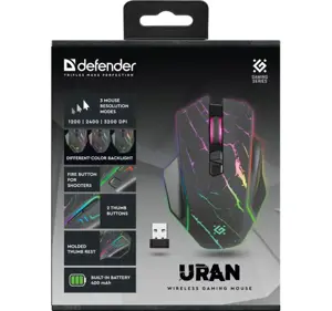 Pelė DEFENDER GM-503 URAN OPTIC RF RGB 3200dpi 8P