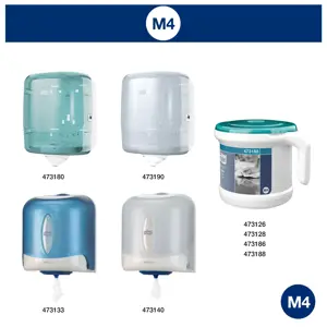 Popieriniai rankšluosčiai TORK, 473472, Reflex M4, 2 sl., 19.4 x 33.5 cm, 151 m/rul., balta sp.