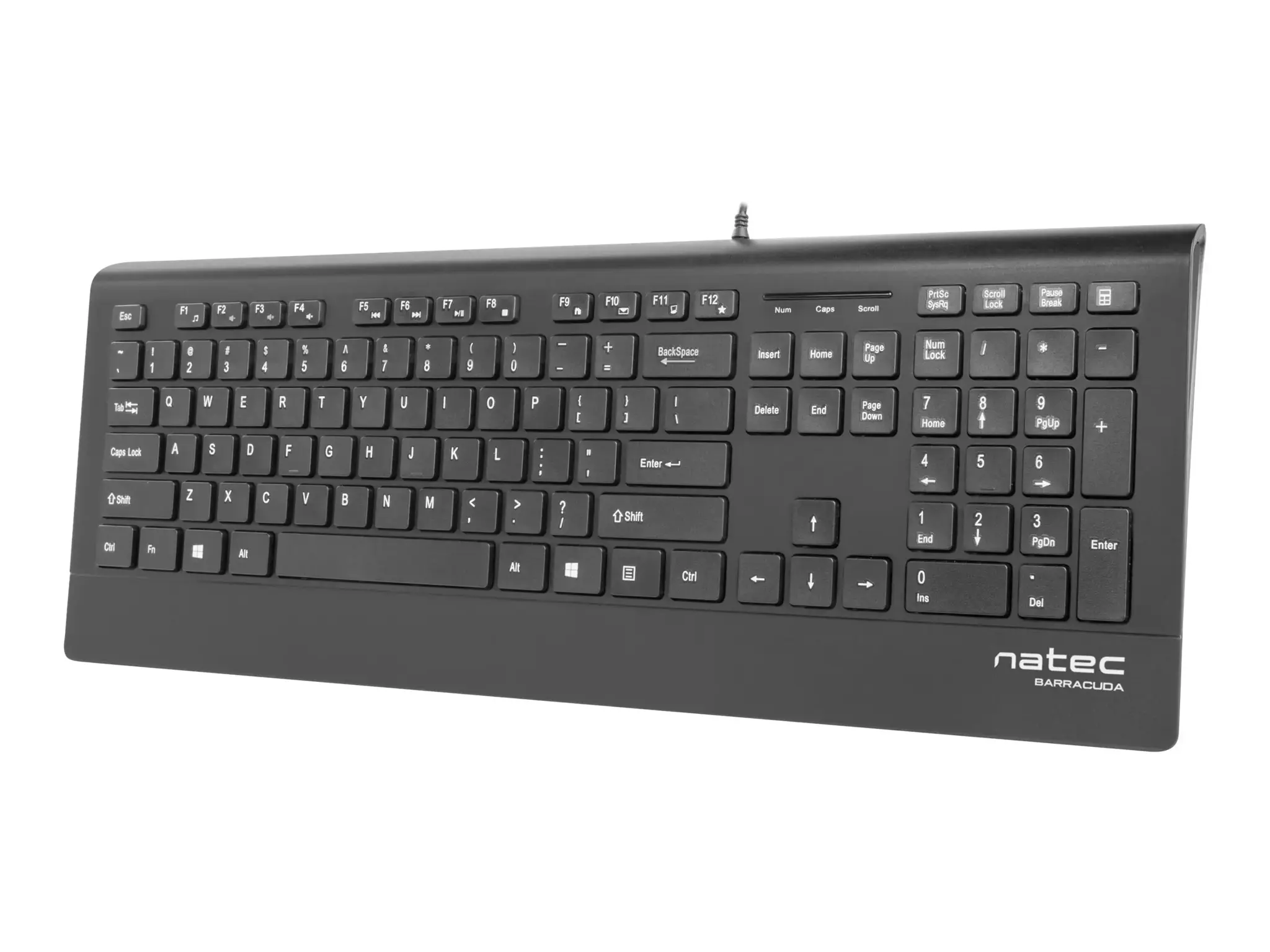 "NATEC" NKL-0876 "Natec Mulitmedia" klaviatūra BARRACUDA Slim USB, JAV išdėstymas, juoda
