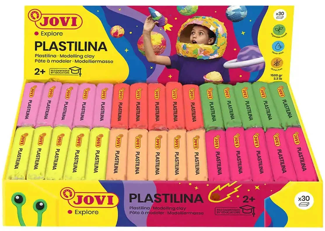 Plastilinas JOVI FLUOR, 30vnt: 6 spalvos po 5 vnt.