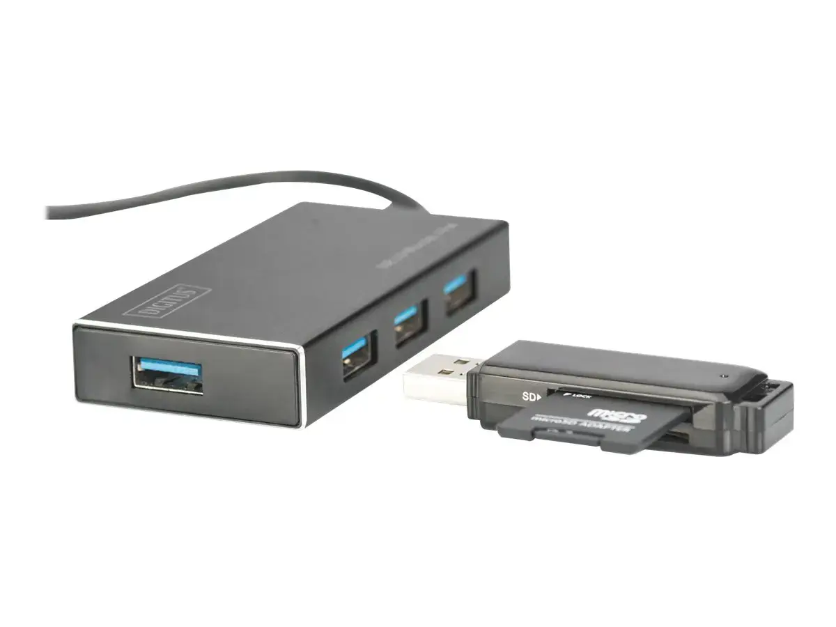 DIGITUS USB 3.0 šakotuvas 4 prievadai su 5V/2A maitinimo šaltiniu Aliuminio korpusas