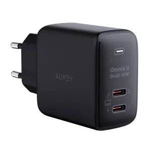 "Aukey PA-B4T", 2xUSB-C, 45 W tinklo įkroviklis (juodas)