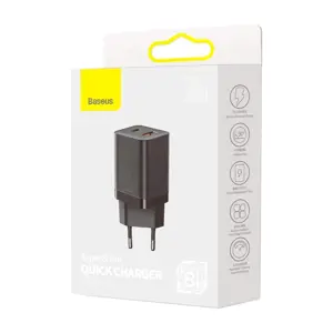 Baseus Super Si Pro Quick Charger USB + USB-C 30W (black)