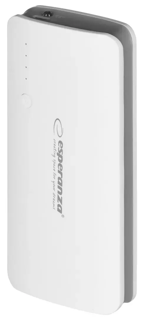 "PowerBank Esperanza Radium EMP106WE" (8000 mAh; microUSB, USB 2.0; baltos spalvos)