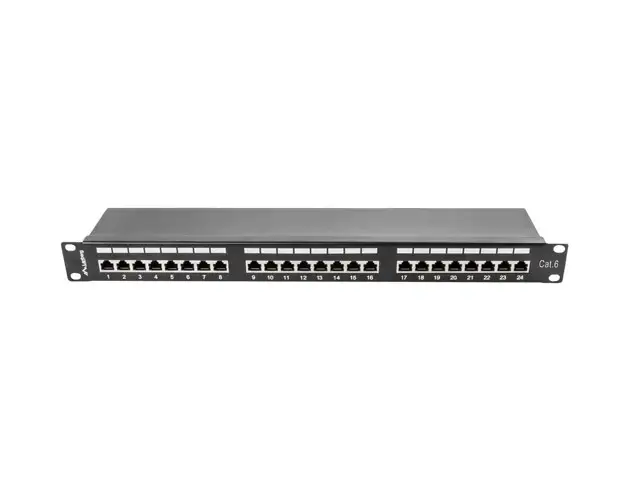 LANBERG PPS6-1024-B Lanberg Patch Panel 24 prievadų 1U, kat. 6, ekranuota, juoda