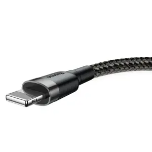 "Baseus Cafule Cable" tvirtas nailono laidas USB / "Lightning" QC3.0 2.4A 1M juodai pilkas (juodai pilkas)