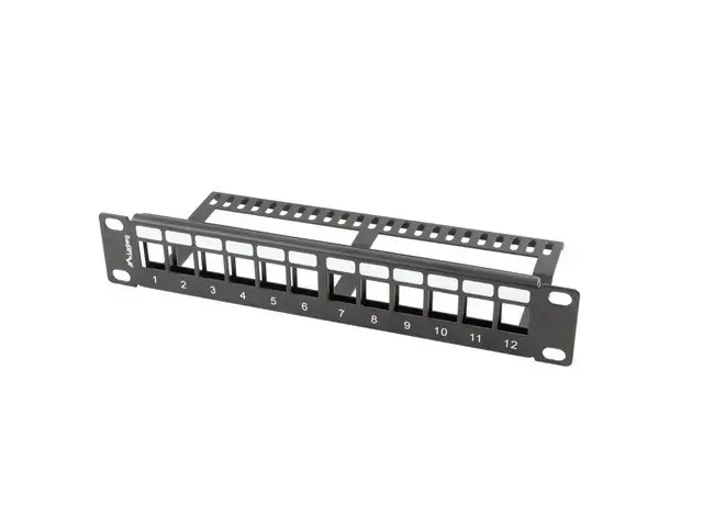 LANBERG patch panel blank 12 port 1U with organizer for keystone modules black