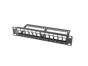 LANBERG patch panel blank 12 port 1U with organizer for keystone modules black